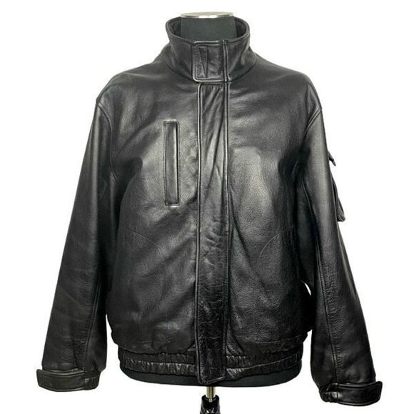 Wilson’s Leather Black Bomber Motorcycle Jacket - Men’s XL - Picture 1 of 11